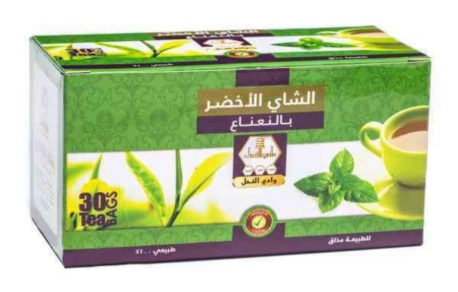 شاي أخضر بالنعناع وادي النحل علاق 30 حبة