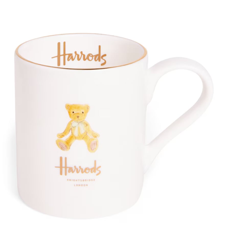 Harrods cup ceramic bear white and gold - small
