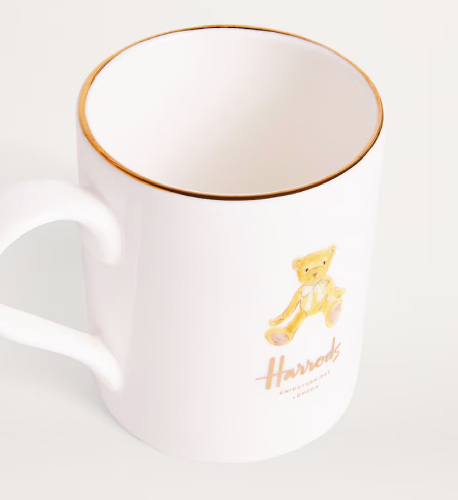 Harrods cup ceramic bear white and gold - small
