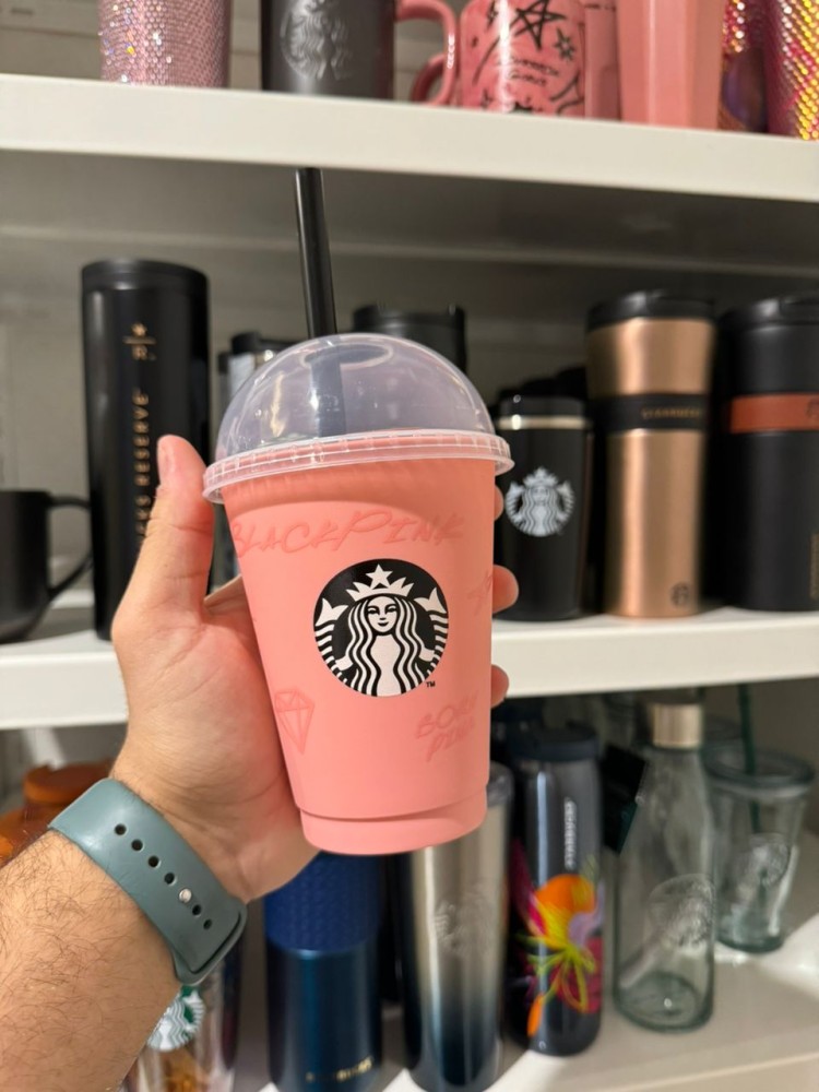 Black Pink plastic cup