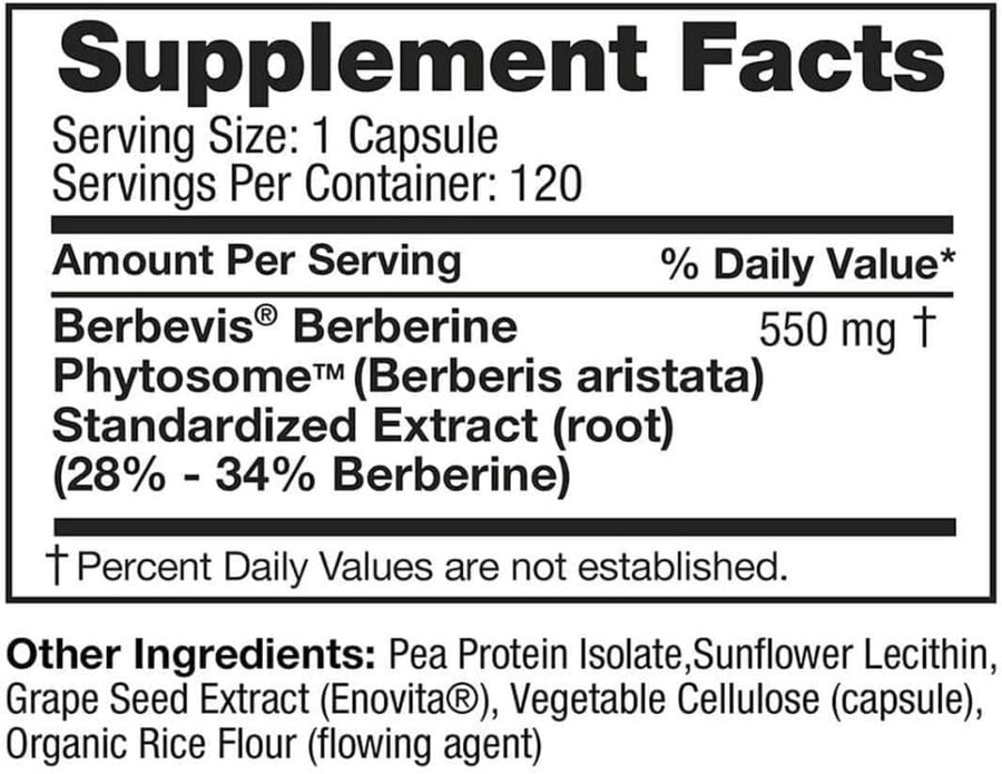 Berberine Phytosome™  بربرين فوسفوم عالي الامتصاص – Feel Good Superfoods (120 كبسولة نباتية)