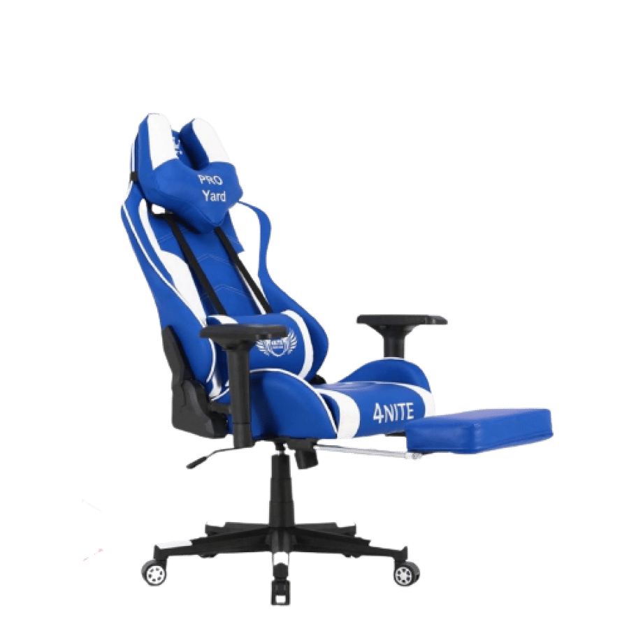 Developed blue and white chair