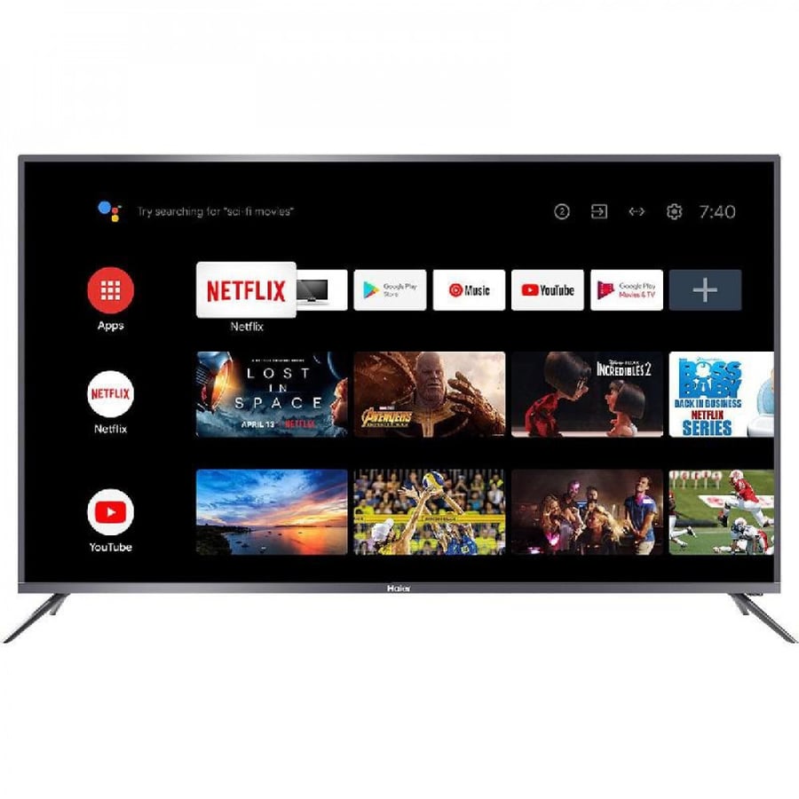 دقة دي ال اي دي تلفزيون أندرويد, اسود 4K 55 بوصة الترا اتش دي