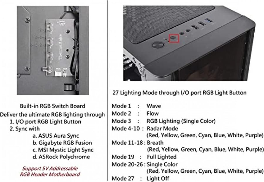 هيكل برج متوسط من Thermaltake V250 مزامنة اللوحة الأم ARGB ATX مع مروحة RGB قابلة للتعديل