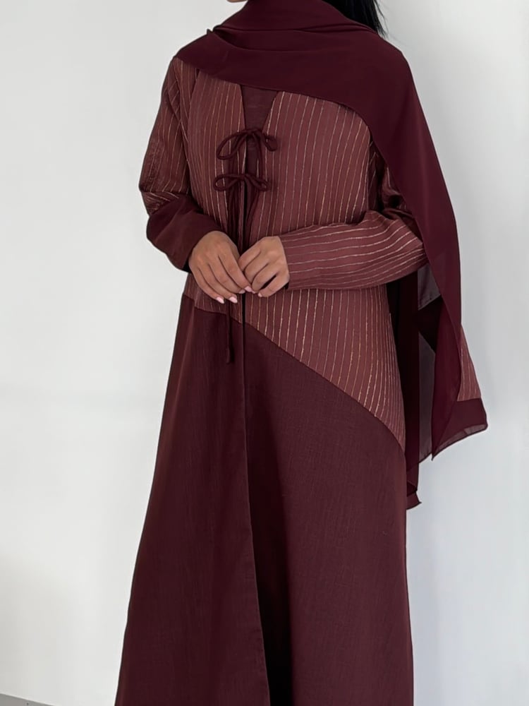 Linen Burgundy Abaya - R12