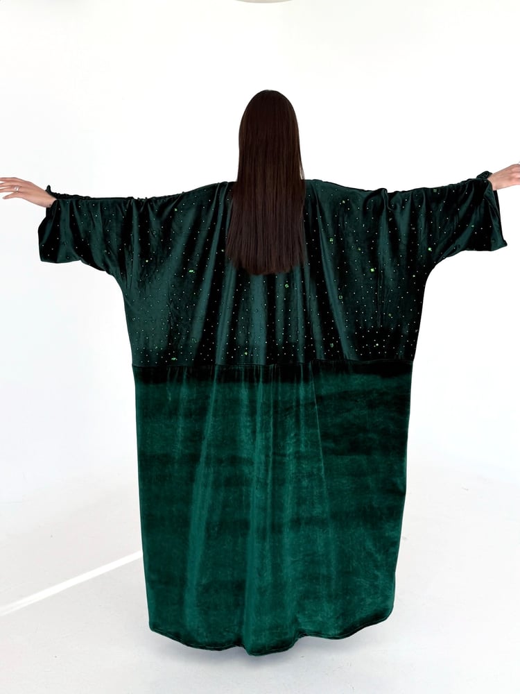 Velvet abaya embellished with crystals - R35