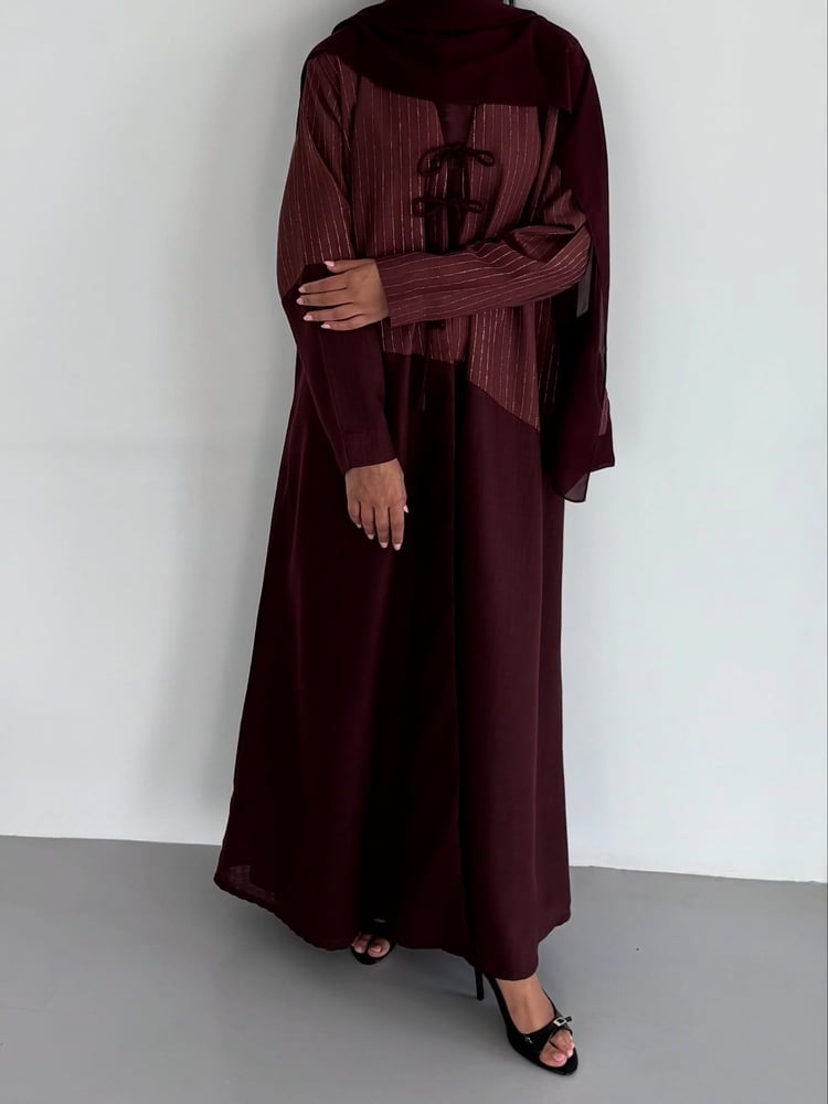 Linen Burgundy Abaya - R12
