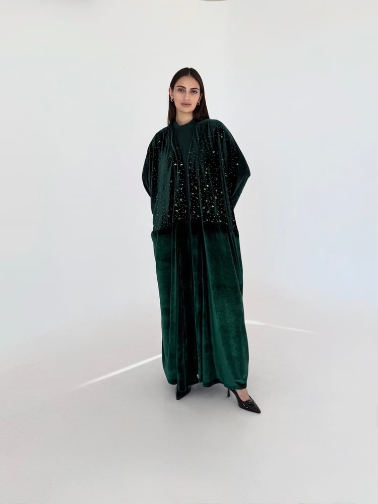 Velvet abaya embellished with crystals - R35