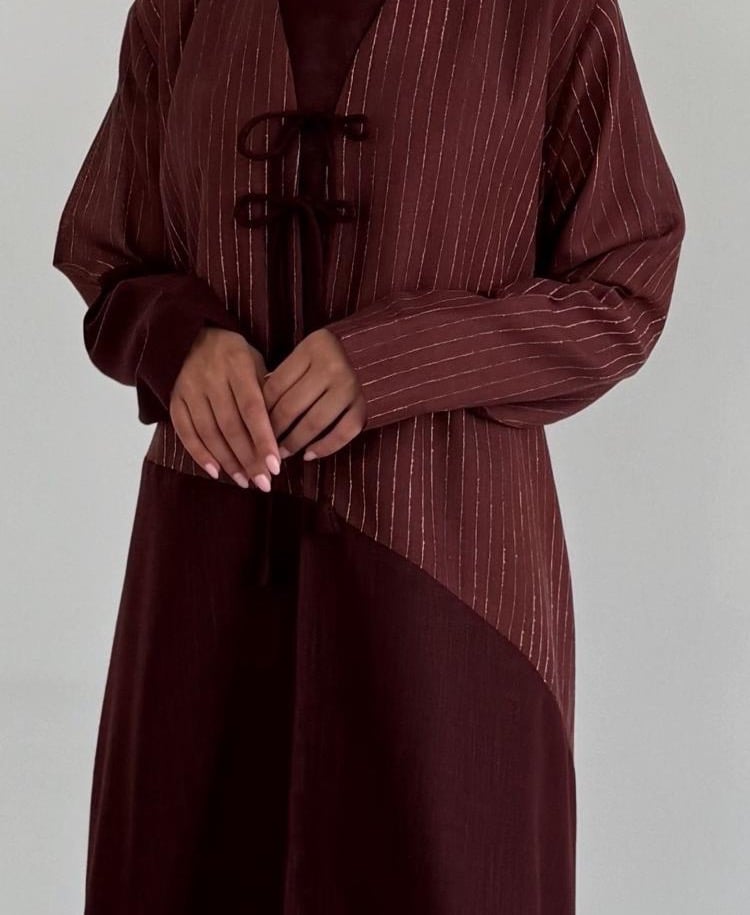 Linen Burgundy Abaya - R08