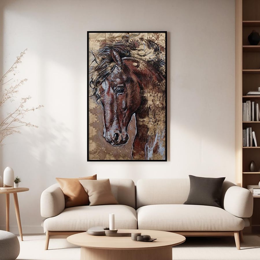 لوحة خيل تصميم مودرن-لوحات الخيل-فن الابتكارات للوحات الجدارية