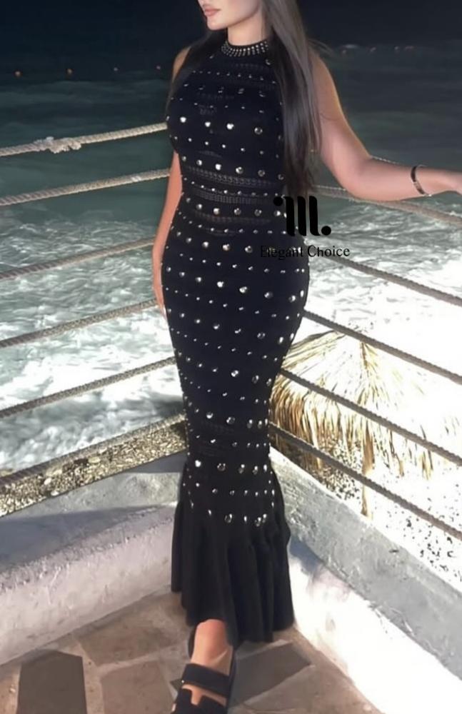فستان ساندرو مزين بقطع معدنيه (#67)