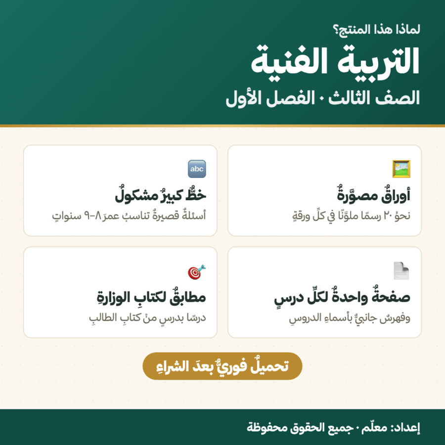أوراق عمل التربية الفنية — الصف الثالث الابتدائي · الفصل الأول ١٤٤٨هـ