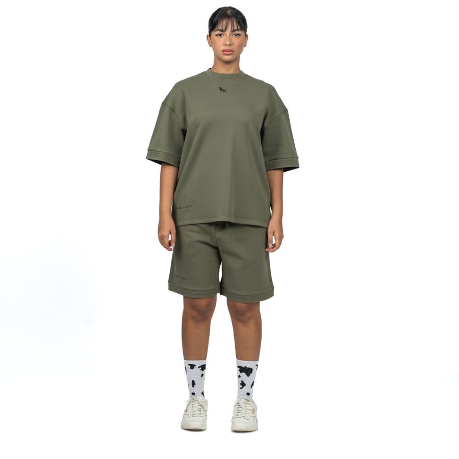 Olive T-shirt and shorts set