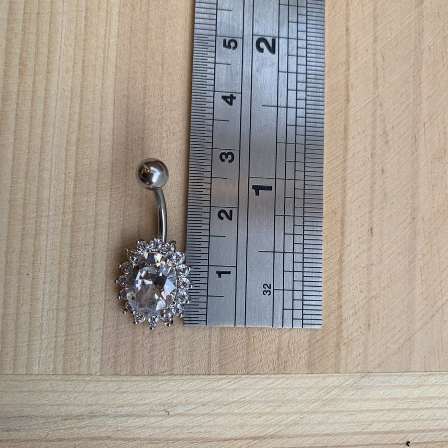 حل سرة كرستال فخم فضي 14g