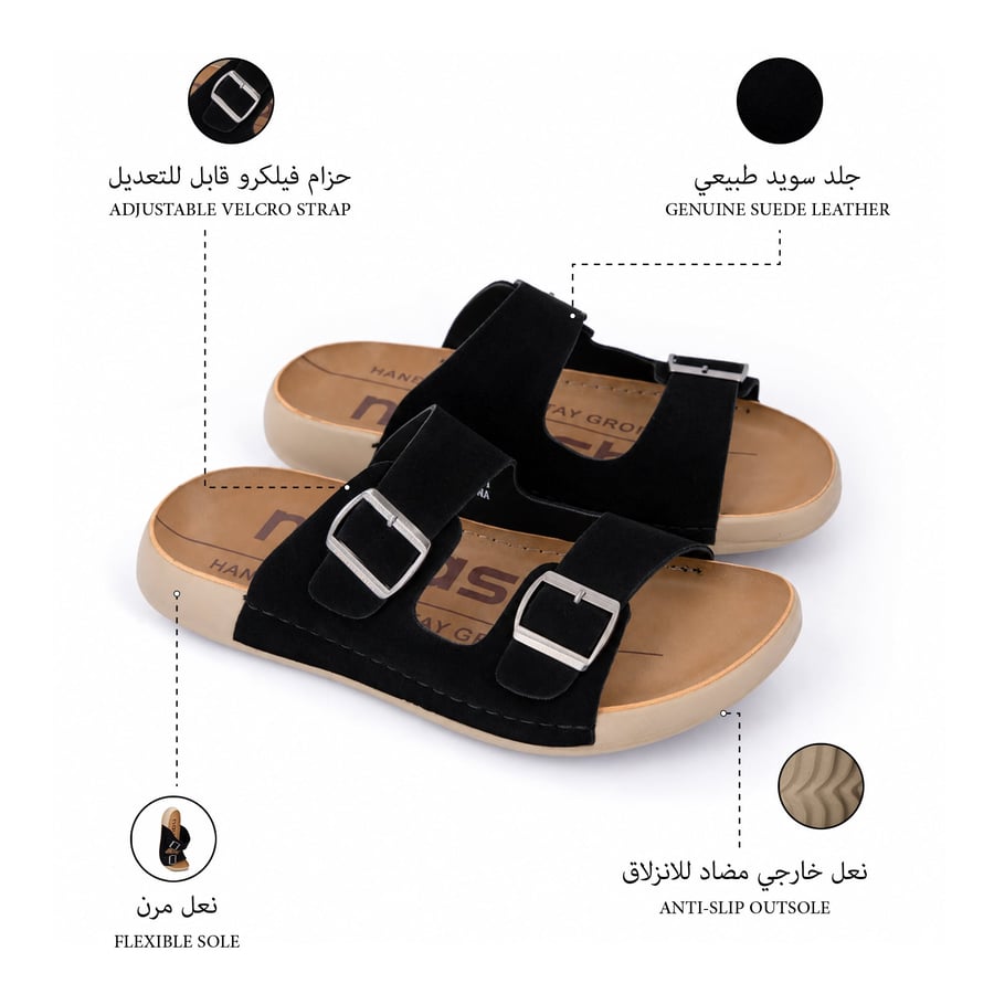 نعال رجالية طبية بلون اسود