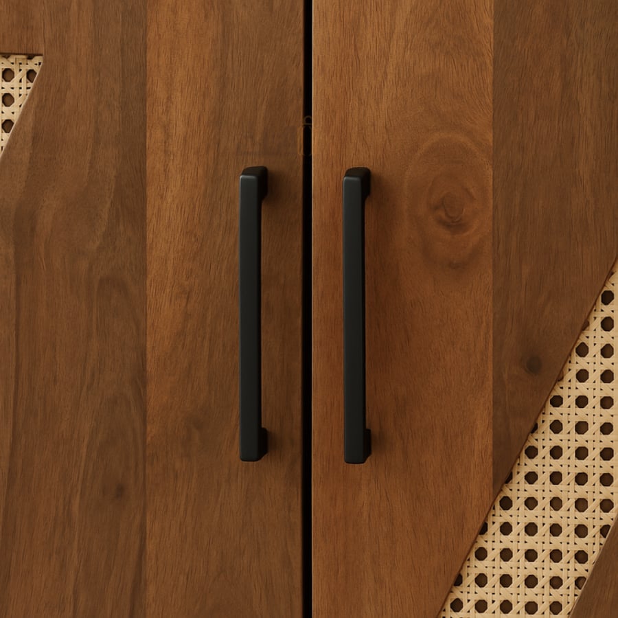 طاولة بوفيه بنية من الخشب الصلب مع تطريز هندي تقليدي 180×45×85 سم