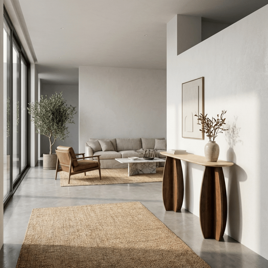كونسول بني بتصميم بيضاوي أنيق – 140 سم
