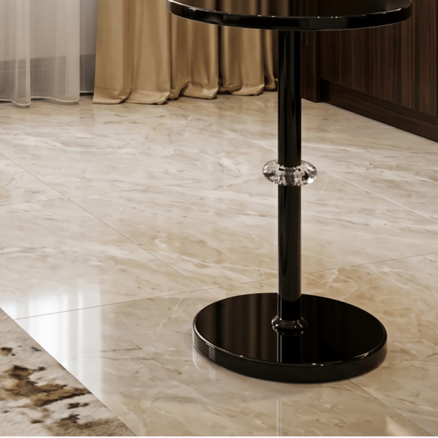 طاولة خدمة دائرية رخامية بتصميم أنيق-اسود