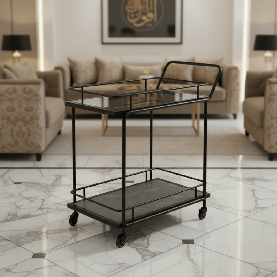 عربة تقديم عصرية بتصميم أنيق – رمادي 60 سم