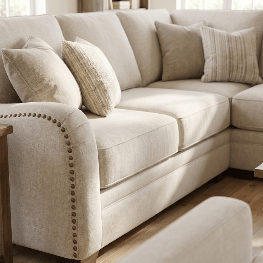 Off-white sofa connected with two U corners