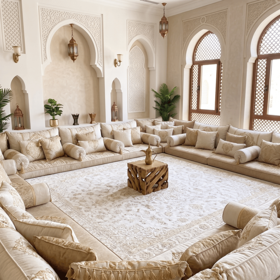 طقم طاولات للمعيشة من الخشب الطبيعي بتصميم عصري – بيج