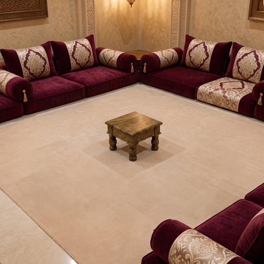 طقم طاولات أرضية هندية من الخشب الطبيعي – خشبي فاتح