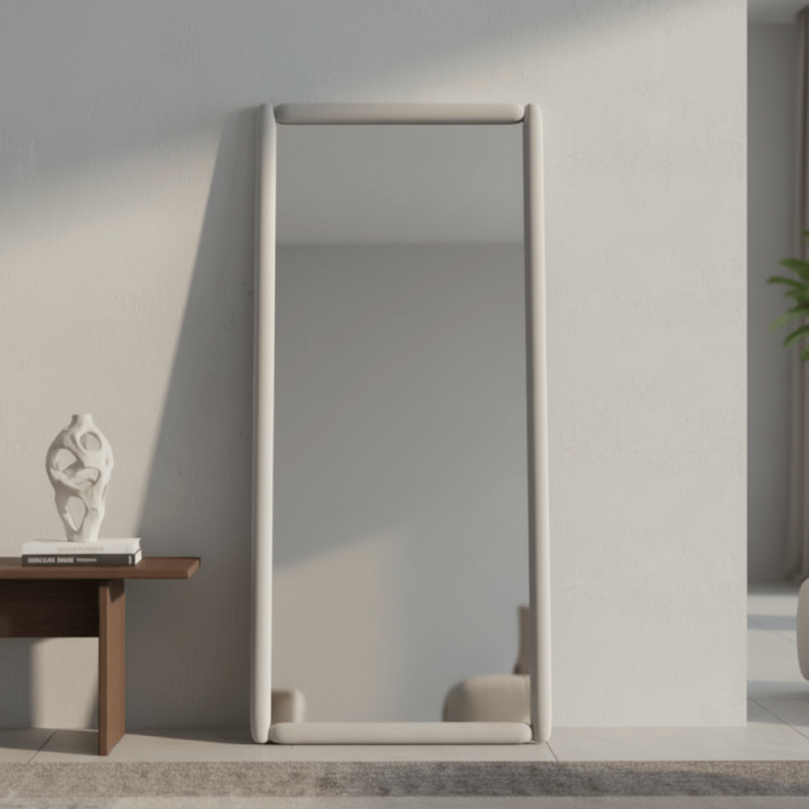 مرآة أرضية بإطار قماش – رمادي 80×3×180 سم