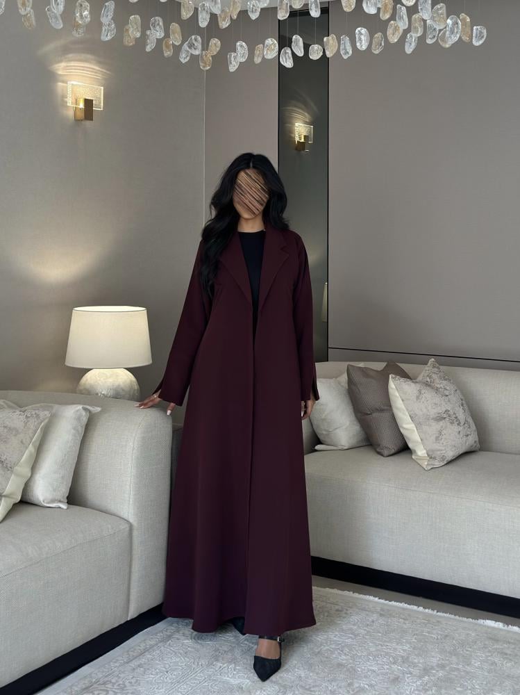 A-line abaya in burgundy crepe