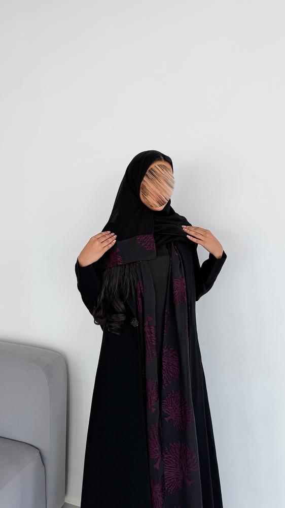 بليزر كريب كوبا اسود مع سيفون مشجر اسود مع بنفسجي قصة A line