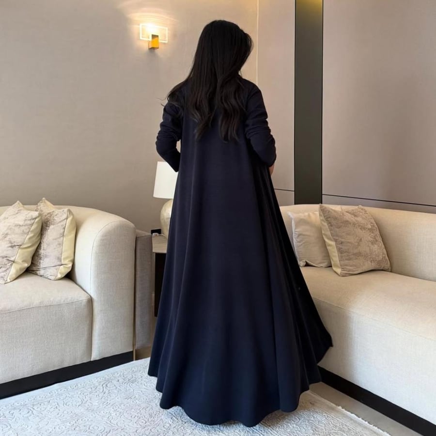 عباية صوف ستريتش كحلي كلوش