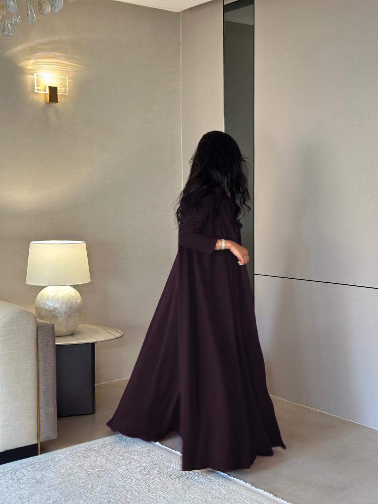 عباية تربل كلوش كريب أمريكي  بنفسجي غامق