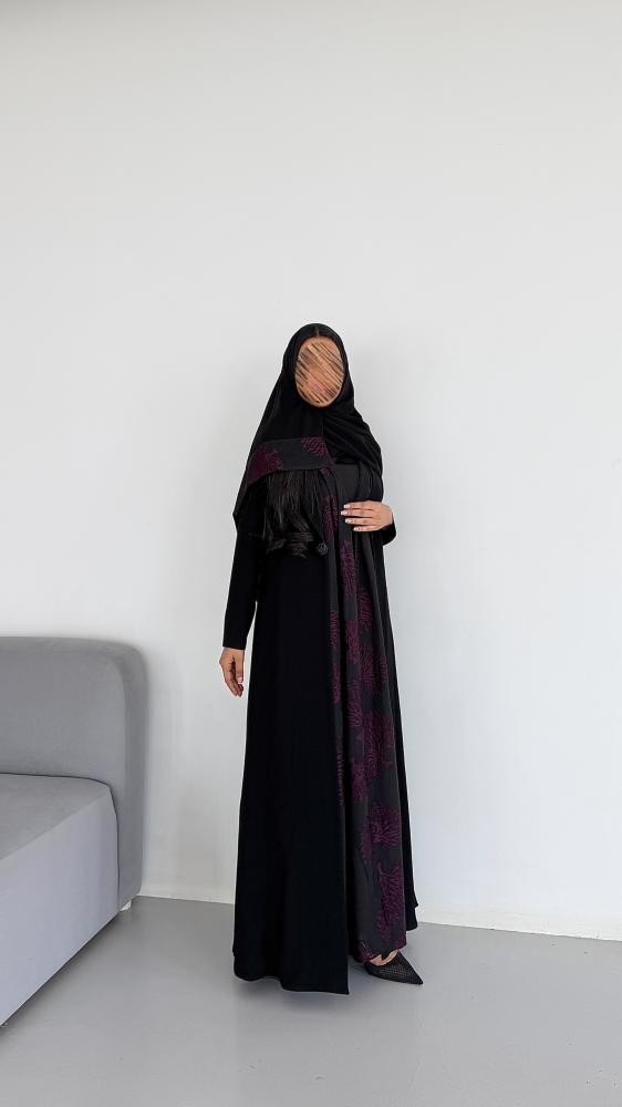 بليزر كريب كوبا اسود مع سيفون مشجر اسود مع بنفسجي قصة A line