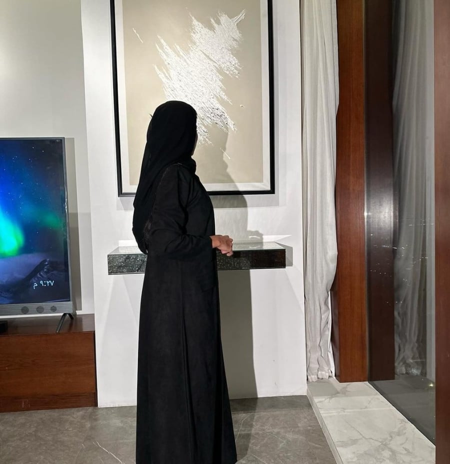 Winter abaya black suede normal cut with black headscarf