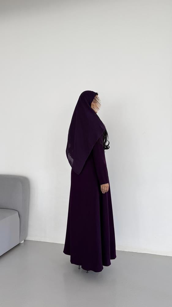 عباية كريب سيراميك بنفسجي نص كلوش