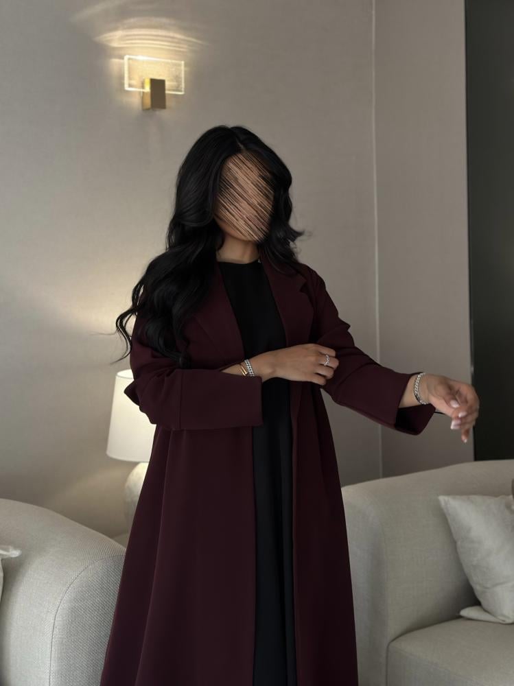 A-line abaya in burgundy crepe
