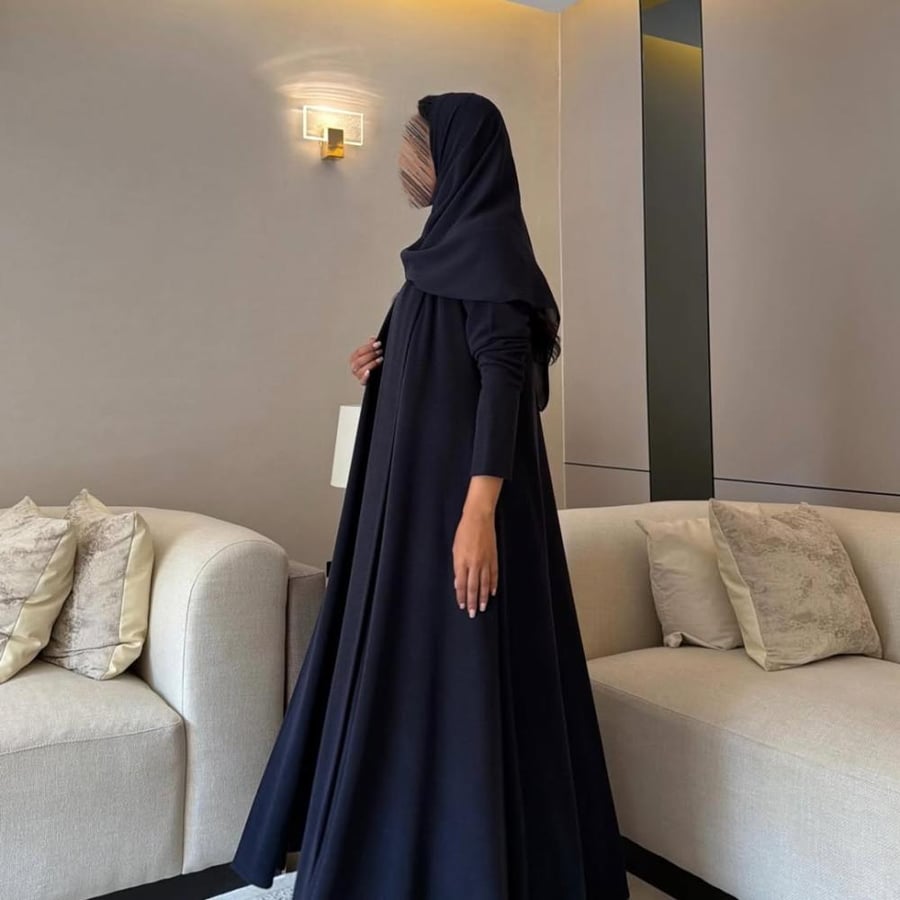 عباية صوف ستريتش كحلي كلوش