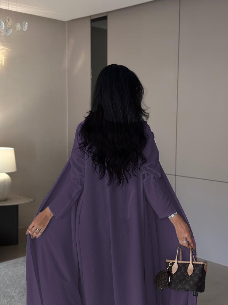 عباية تربل كلوش كريب أمريكي  بنفسجي
