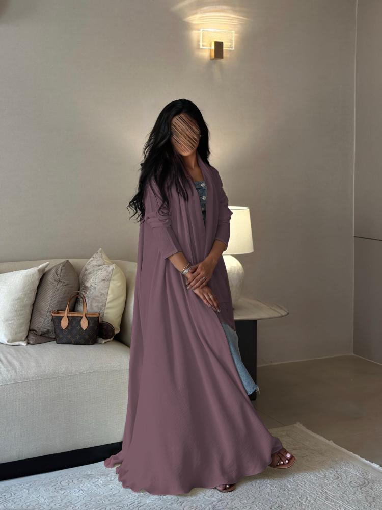 عباية تربل كلوش كريب أمريكي  بنفسجي فاتح