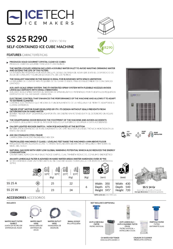الة صانعة مكعبات الثلج من ايس تك - SS 25-45 Self Contained Ice Cube Machine | IceTech