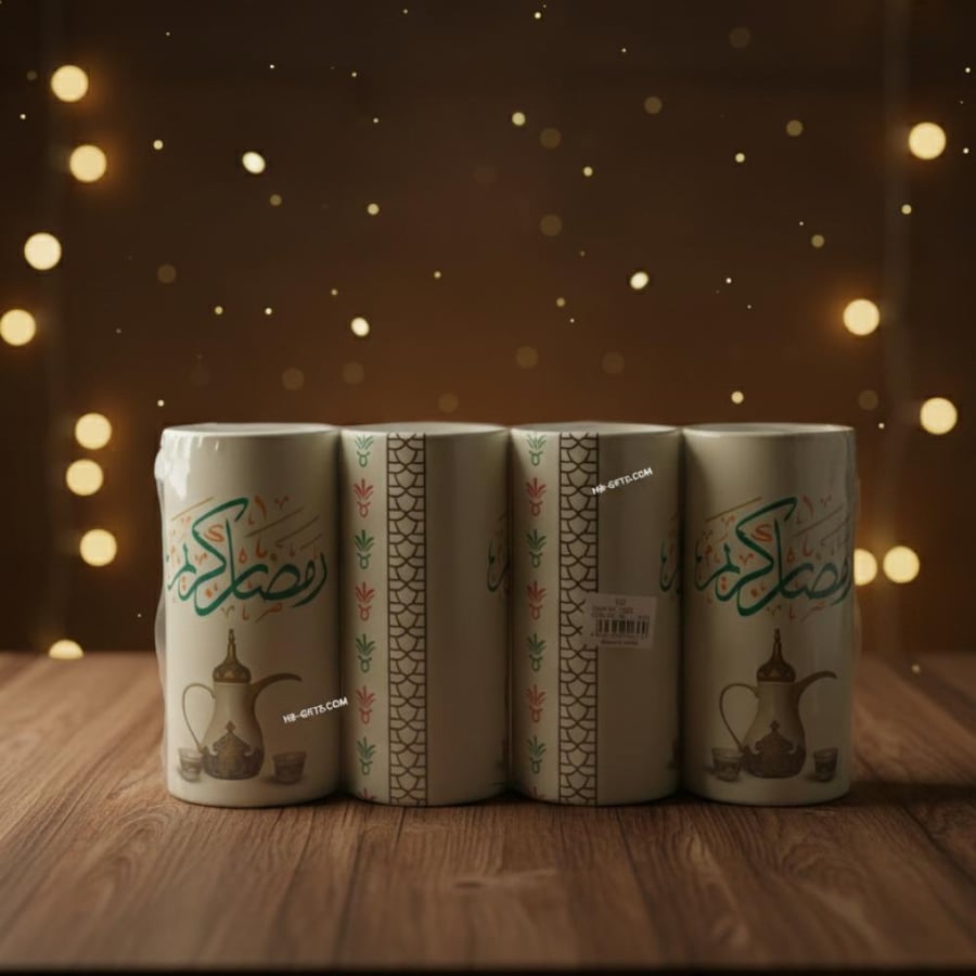 علب مناديل اسطوانية مصممة بشعار رمضان كريم