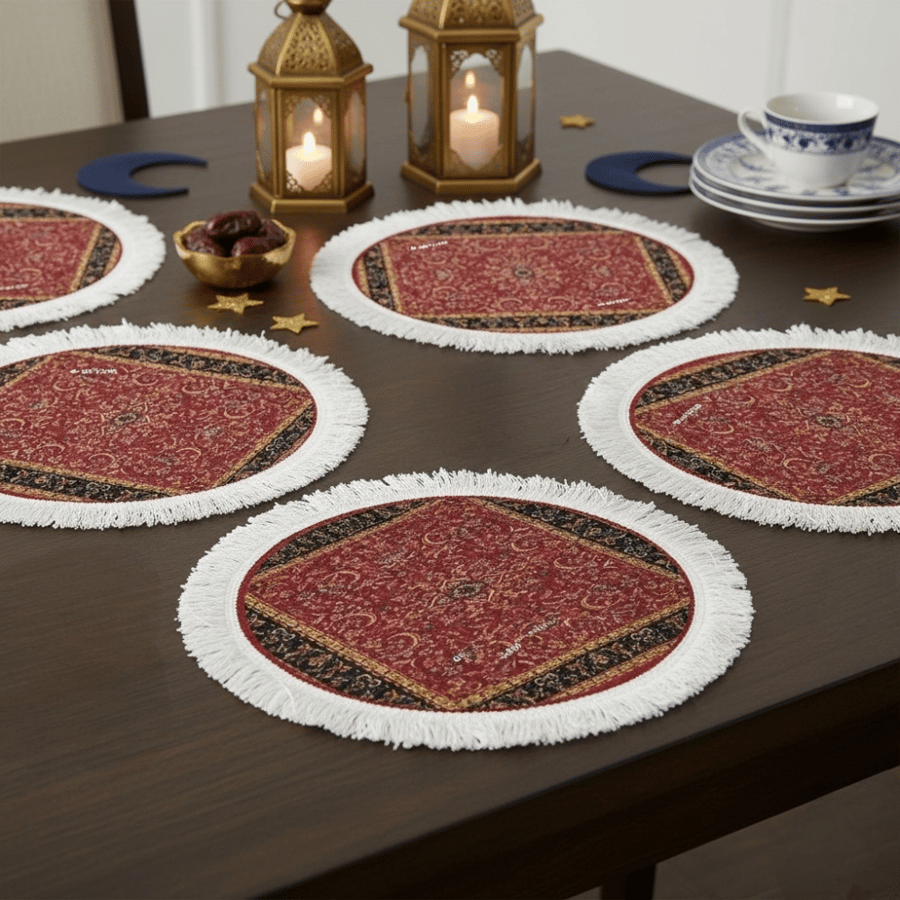 كوسترات رمضانيه انيقة بشكل دائري لتنسيق سفره وتوزيعات رمضان