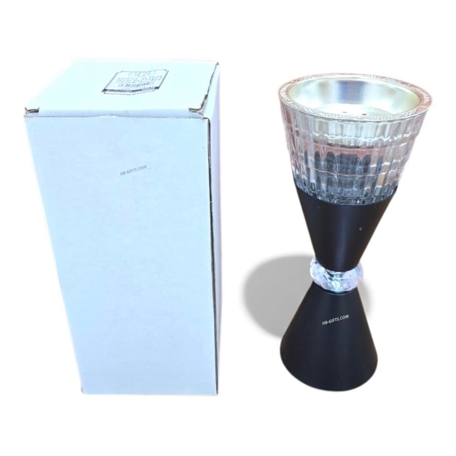 A set of 12 modern crystal incense burners designed with a black base