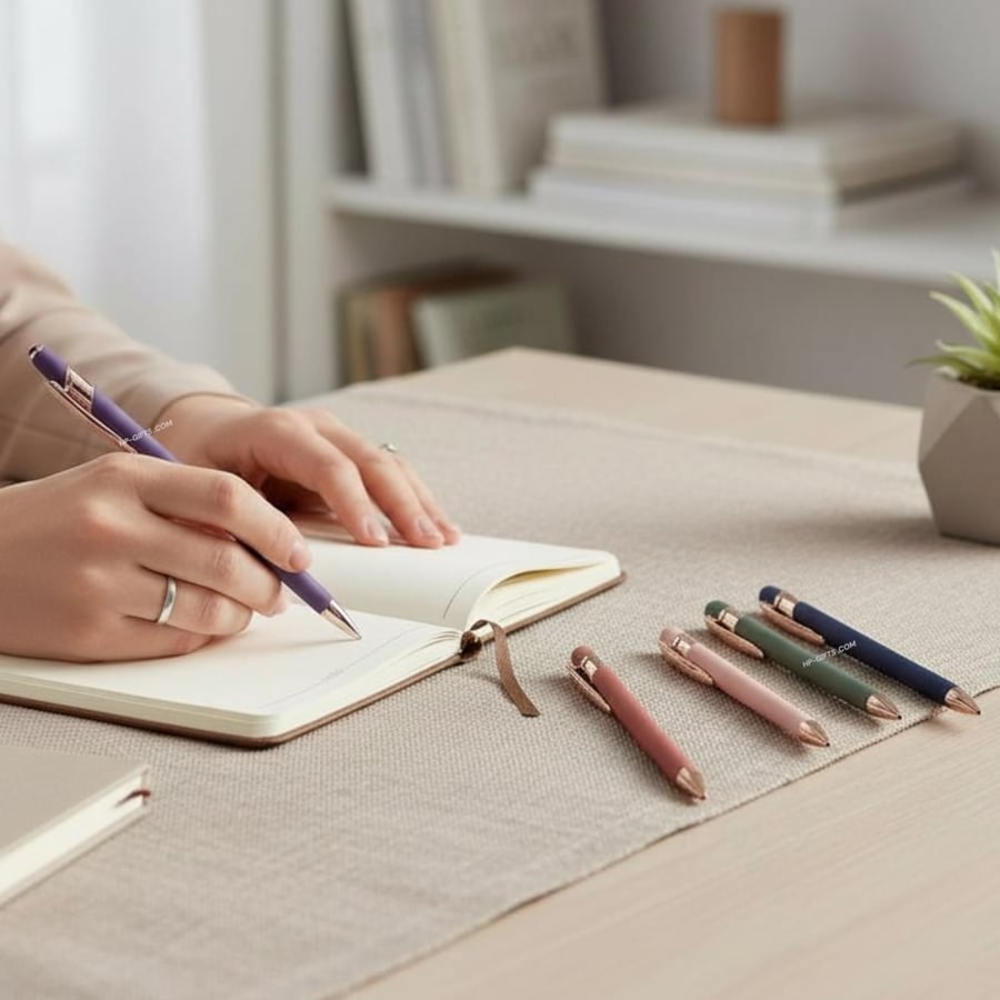 A set of 12 luxurious metal office pen holders with a modern elegant design