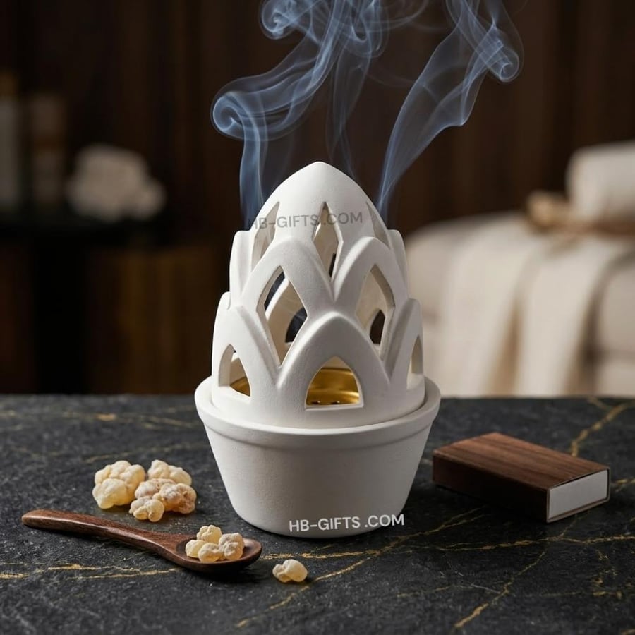 مباخر سيراميك باللون الأبيض