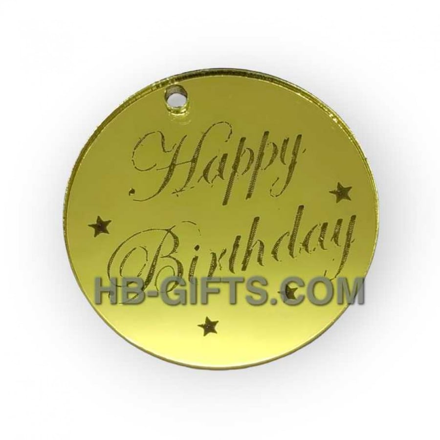 لوقو اكريليك (HAPPY BIRTHDAY) 12 قطعة ذهبي