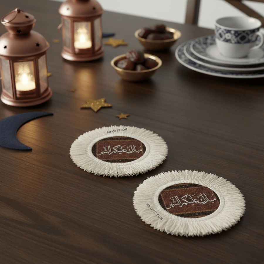 كوسترات رمضانيه انيقة بشكل دائري لتنسيق سفره وتوزيعات رمضان