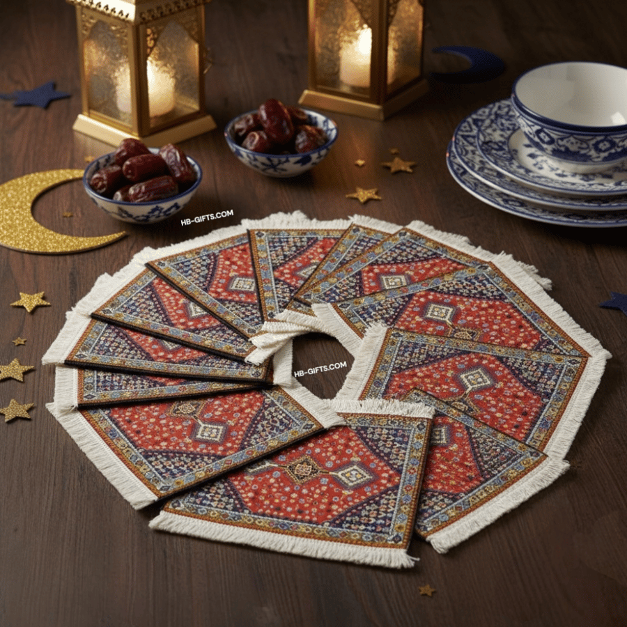 مجموعة (12) من كوسترات رمضانيه انيقة لتنسيق سفره وتوزيعات رمضان بمقاس 19x27 سم