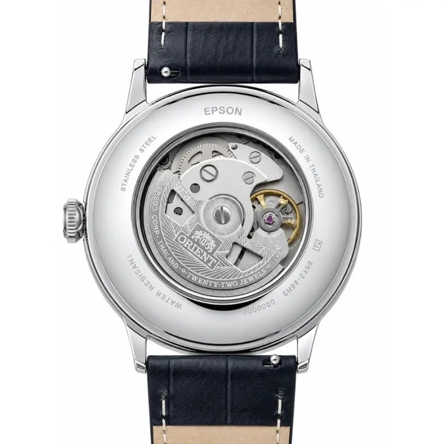 Orient Bambino RA-AC0036L Automatic Men's Watch - Blue Dial with Arabic Numerals, Leather Strap, 40.5 mm