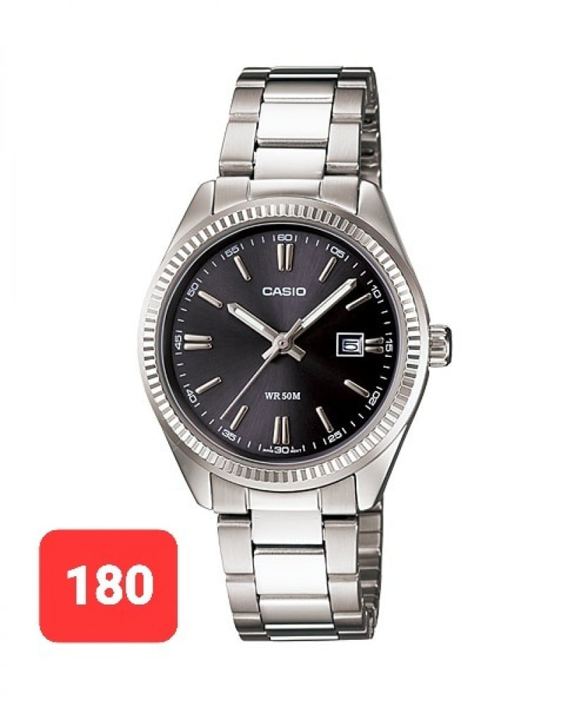 ساعة كاسيو كوارتز انالوج كلاسيكية ستانلس ستيل بتاريخ للنساء - MTP-1302D-1A1VDF