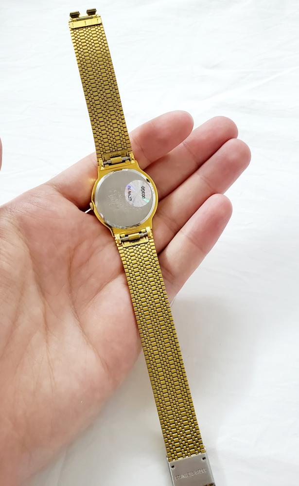 ساعة اورينت اليابانية (1980 م) انالوج كوارتز مقاس 30mm-32mm ستانلس ستيل ذهبي للجنسين - فنتج